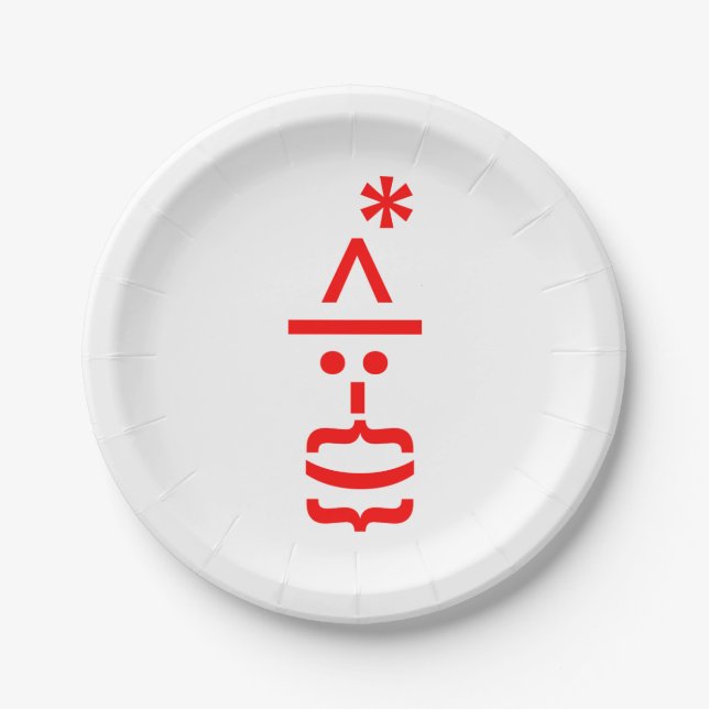 Weihnachtsmann mit Bart Christmas Emoticon Pappteller (Vorderseite)
