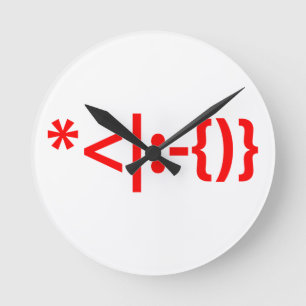 Weihnachtsmann mit Bart Christmas Emoticon Runde Wanduhr