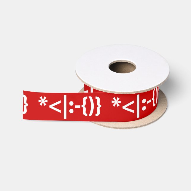 Weihnachtsmann mit Bart Christmas Emoticon Satinband (Spule)