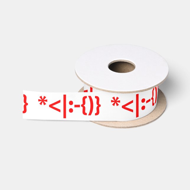 Weihnachtsmann mit Bart Christmas Emoticon Satinband (Spule)