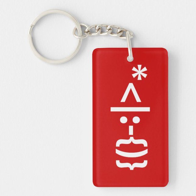 Weihnachtsmann mit Bart Christmas Emoticon Schlüsselanhänger (Vorderseite)