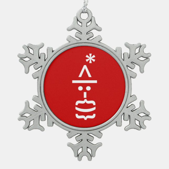 Weihnachtsmann mit Bart Christmas Emoticon Schneeflocken Zinn-Ornament (Vorderseite)