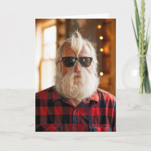 Weihnachtsmann mit Bart unter Sonnenbrille Karte
