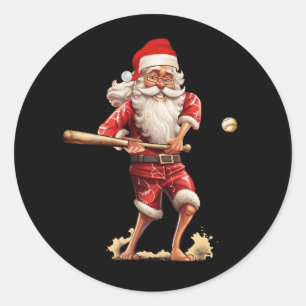 Weihnachtsmann mit Baseball Bat Xmas Software Runder Aufkleber