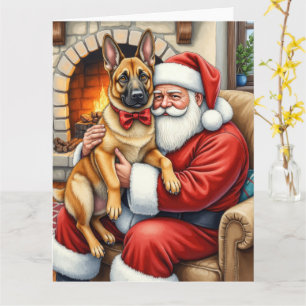 Weihnachtsmann mit belgischem Malinois-Christmas-K Karte