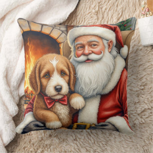 Weihnachtsmann mit Bernedoodle Weihnachtskunst Kissen