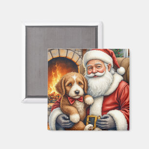 Weihnachtsmann mit Bernedoodle Weihnachtskunst Magnet