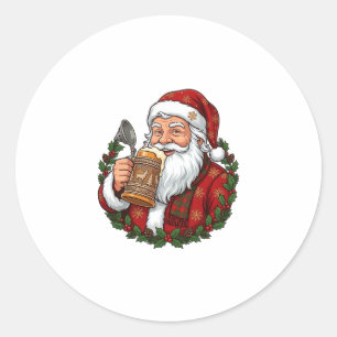 Weihnachtsmann mit Bierglas Runder Aufkleber