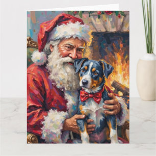 Weihnachtsmann mit Blue Heeler Weihnachtskunst Karte