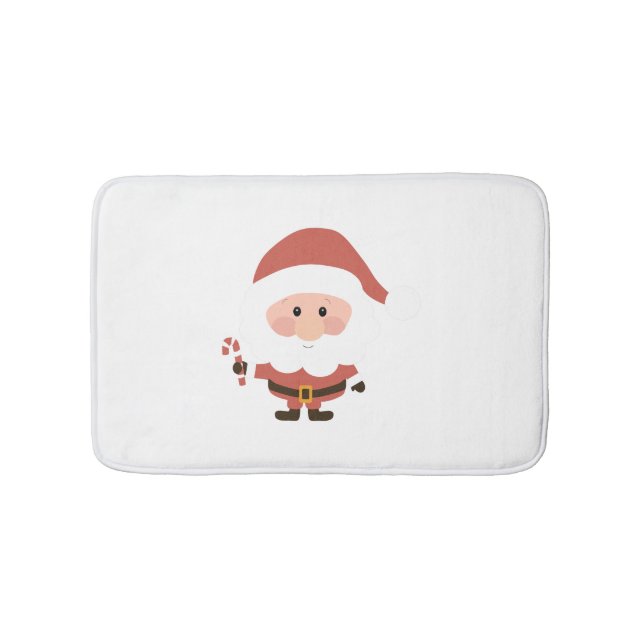 Weihnachtsmann mit Candycane-Cartoon Badematte (Vorderseite)