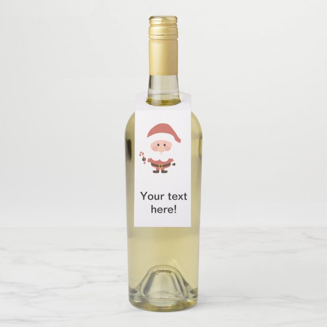 Weihnachtsmann mit Candycane-Cartoon Flaschenanhänger (Auf Flasche)