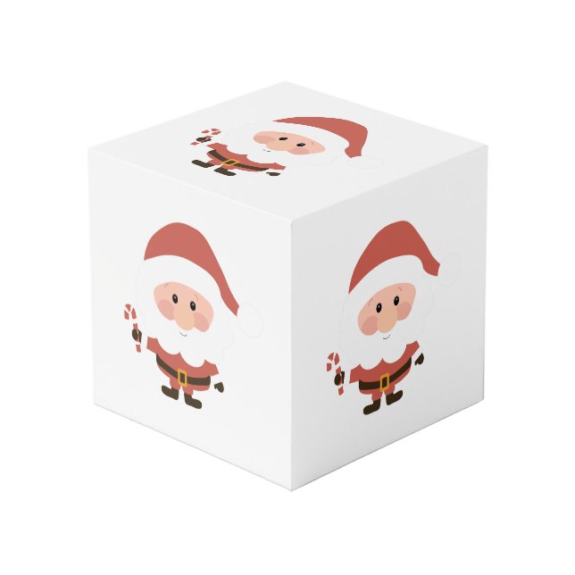Weihnachtsmann mit Candycane-Cartoon Würfel (Vorderseite Schrägansicht)