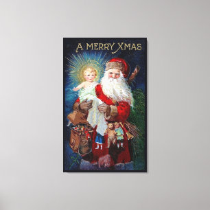 Weihnachtsmann mit Christus-Kind Leinwanddruck