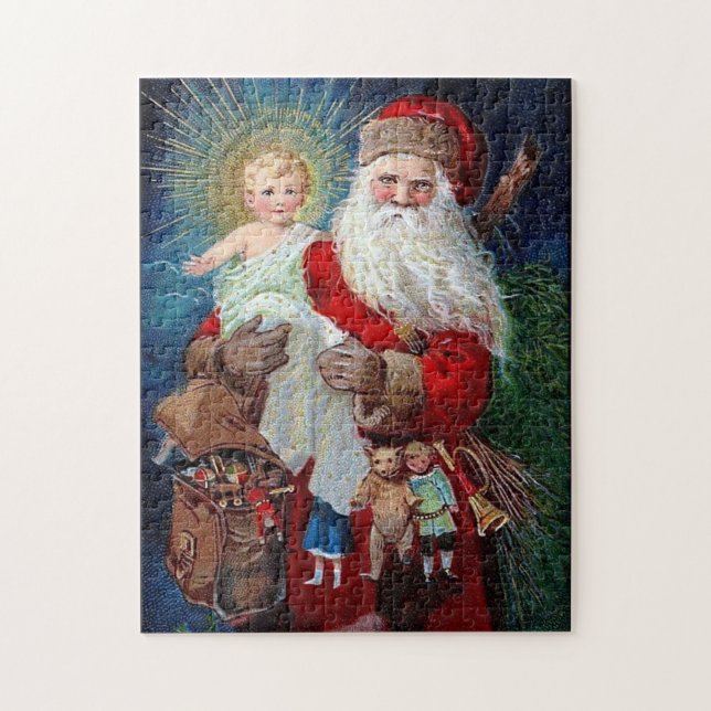 Weihnachtsmann mit Christus-Kind Puzzle (Vertikal)