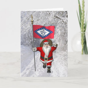 Weihnachtsmann mit dem Emblem von Arkansas Feiertagskarte