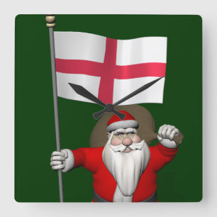 Weihnachtsmann mit dem Ende von England Quadratische Wanduhr