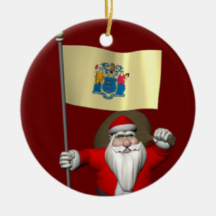 Weihnachtsmann mit dem Ende von New Jersey Keramikornament