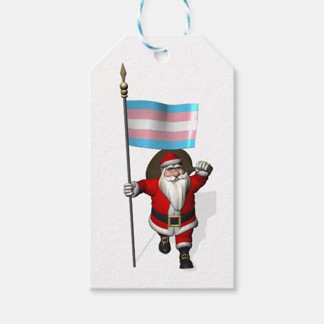 Weihnachtsmann mit dem Etikett der Trans-Stolz Geschenkanhänger (Vorderseite)