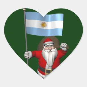Weihnachtsmann mit dem Hoheitszeichen Argentiniens Herz-Aufkleber