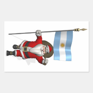 Weihnachtsmann mit dem Hoheitszeichen Argentiniens Rechteckiger Aufkleber