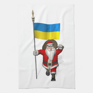 Weihnachtsmann mit dem Hoheitszeichen der Ukraine Geschirrtuch