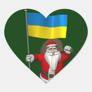 Weihnachtsmann mit dem Hoheitszeichen der Ukraine Herz-Aufkleber