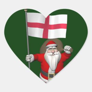 Weihnachtsmann mit dem Hoheitszeichen Englands Herz-Aufkleber