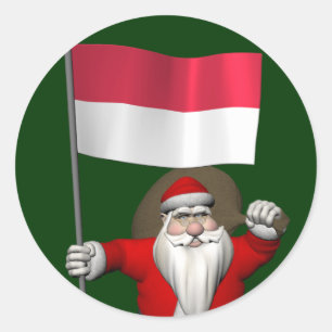 Weihnachtsmann mit dem Hoheitszeichen Indonesiens Runder Aufkleber