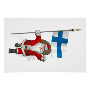 Weihnachtsmann mit dem Hoheitszeichen von Finnland Poster