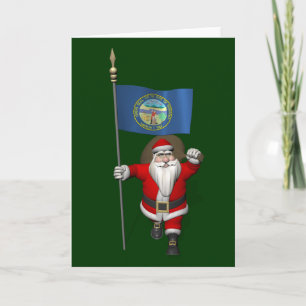 Weihnachtsmann mit dem Hoheitszeichen von Nebraska Feiertagskarte