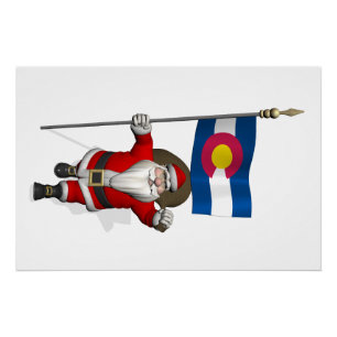 Weihnachtsmann mit dem Wappen von Colorado Poster