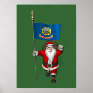 Weihnachtsmann mit dem Wappen von Idaho Poster
