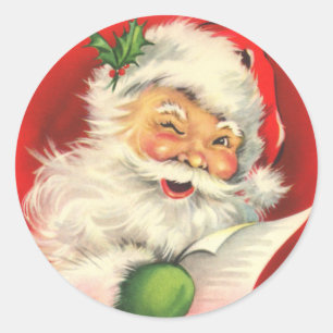 Weihnachtsmann mit einem Augenzwinkern Runder Aufkleber