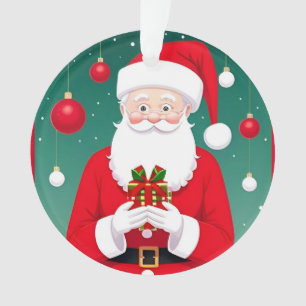 Weihnachtsmann mit einem Geschenk Ornament