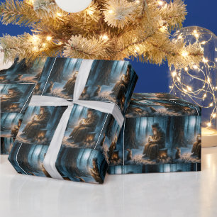 Weihnachtsmann mit einem Kaninchen Geschenkpapier