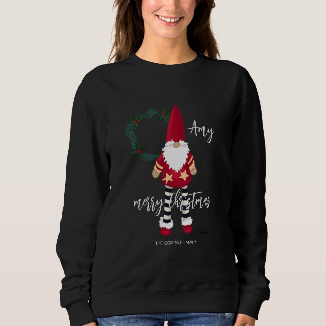 Weihnachtsmann mit einem Weihnachtskranz Sweatshirt (Vorderseite)