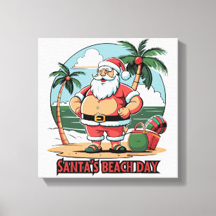 Weihnachtsmann mit einer Wendung – Strandtag Leinwanddruck