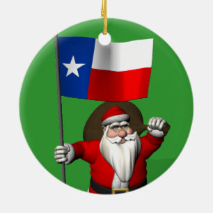 Weihnachtsmann mit einstündiger Flagge Keramik Ornament