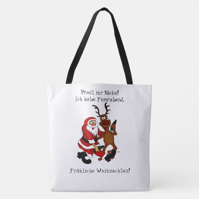 Weihnachtsmann mit Elch - Frohe Weihnachten (Vorderseite)