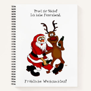 Weihnachtsmann mit Elch - Frohe Weihnachten Notizbuch