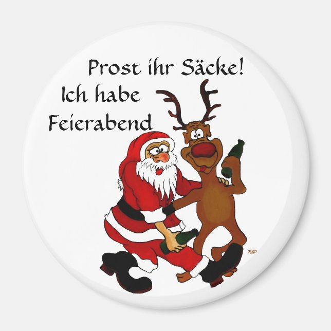 Weihnachtsmann mit Elch Magnet (Vorne)