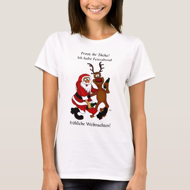 Weihnachtsmann mit Elch T-Shirt (Vorderseite)