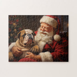 Weihnachtsmann mit englischem Bulldog Puzzle