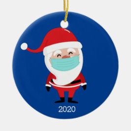 Weihnachtsmann mit Facemask 2020 Weihnachten Keramik Ornament