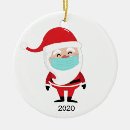 Weihnachtsmann mit Facemask 2020 Weihnachten Keramik Ornament