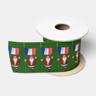 Weihnachtsmann mit Fahne von Frankreich Satinband