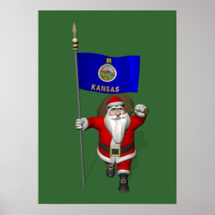 Weihnachtsmann mit Fahne von Kansas Poster
