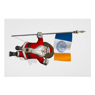 Weihnachtsmann mit Fahne von New York City NY Poster