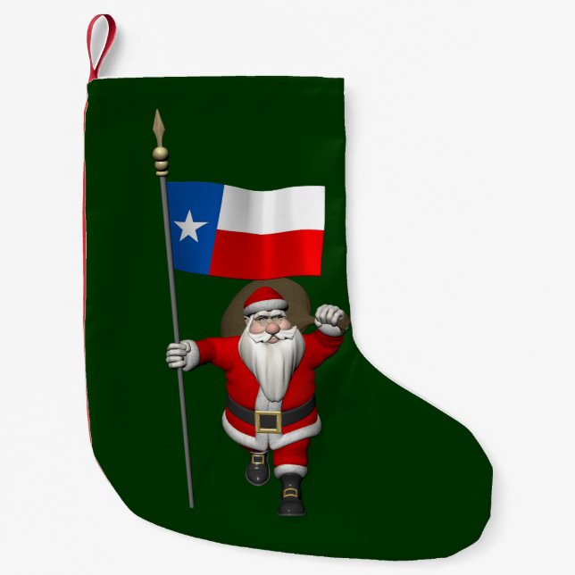 Weihnachtsmann mit Fahne von Texas Kleiner Weihnachtsstrumpf (Vorderseite)