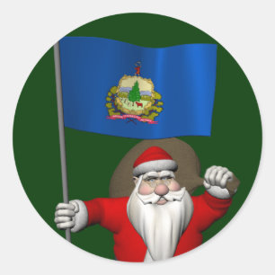 Weihnachtsmann mit Fahne von Vermont Runder Aufkleber